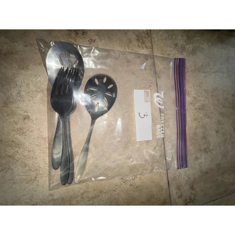 Norpro 18/10 Stainless Steel Serving Utensils 4 Pc Fork Slotted Spoon Set Silver